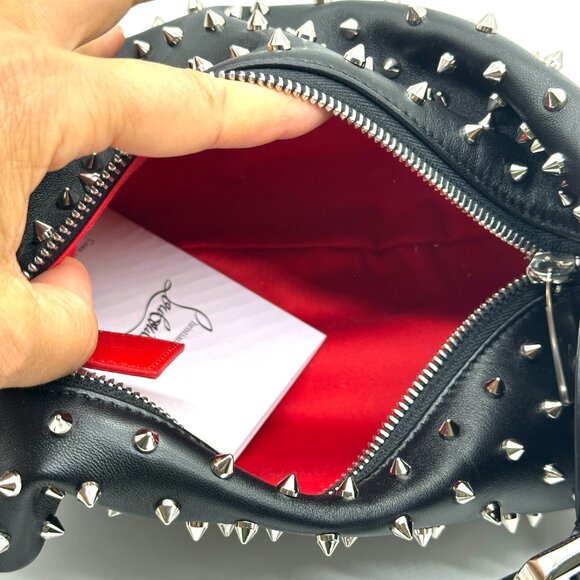 Christian Louboutin LE 54 Studded Spiked Leather Chain Shoulder Hand Bag - Picture 15 of 16